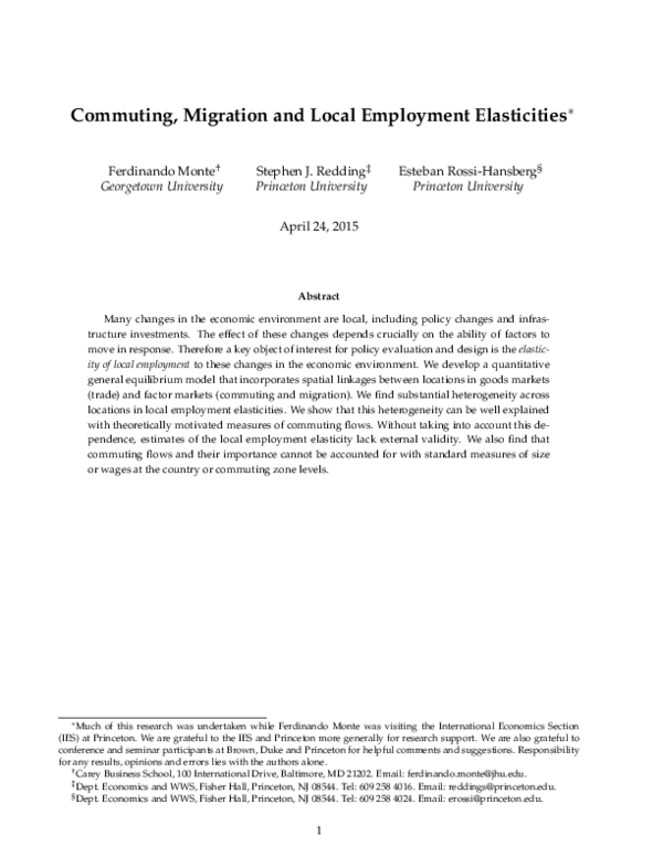 (PDF) Commuting, Migration and Local Employment Elasticities∗ ...