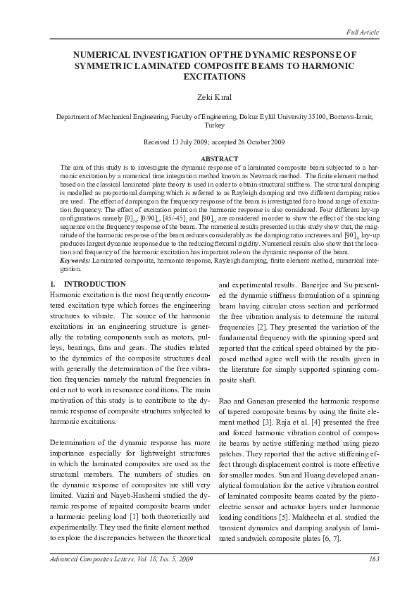 (PDF) Numerical Investigation of the Dynamic Response of Symmetric ...
