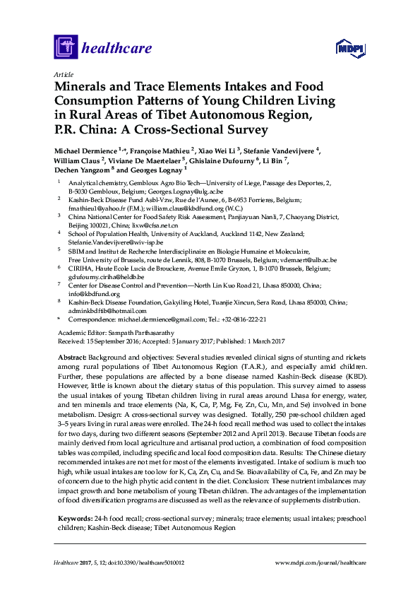 (PDF) Minerals and Trace Elements Intakes and Food Consumption Patterns ...