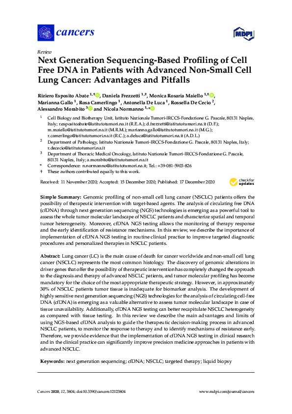 (PDF) Next Generation Sequencing-Based Profiling of Cell Free DNA in ...