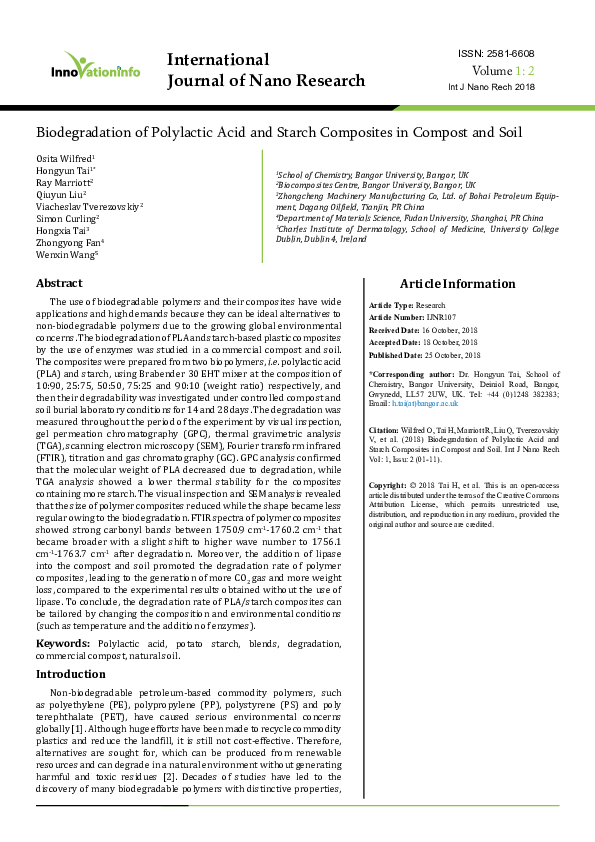 (PDF) Biodegradation of Polylactic Acid and Starch Composites in ...