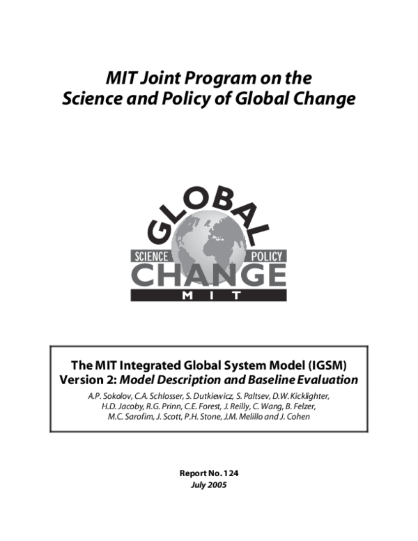 (PDF) MIT Integrated Global System Model (IGSM) Version 2: Model ...