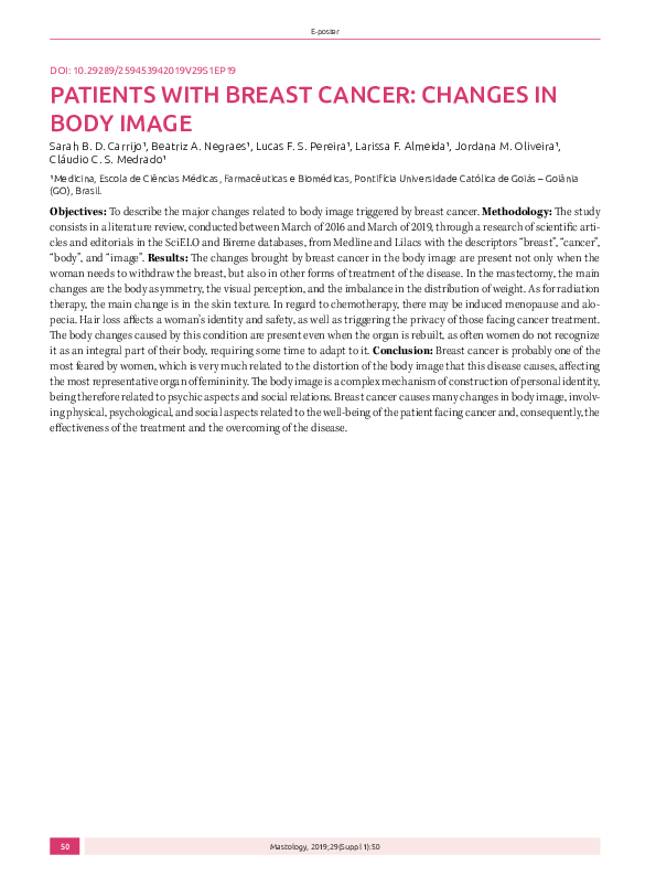 (PDF) Patients with Breast Cancer: Changes in Body Image