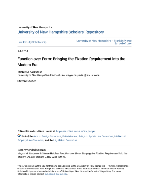 (PDF) Function Over Form: Bringing the Fixation Requirement into the ...