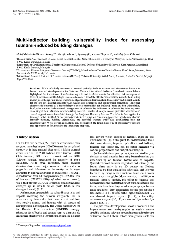 (PDF) Multi-indicator building vulnerability index for assessing ...