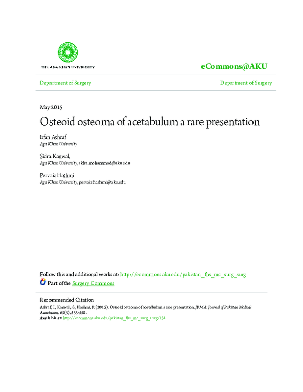 (PDF) Osteoid Osteoma of acetabulum, a rare presentation