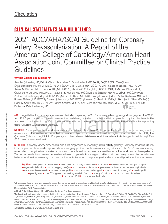 (PDF) 2021 ACC/AHA/SCAI Guideline for Coronary Artery Revascularization ...