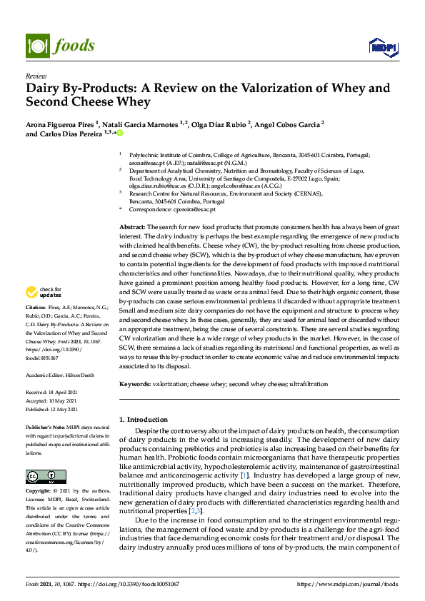(PDF) Dairy By-Products: A Review on the Valorization of Whey and ...