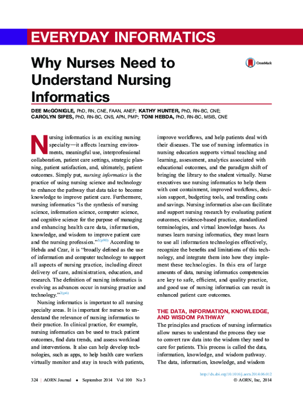 (PDF) Why Nurses Need to Understand Nursing Informatics carolyn sipes