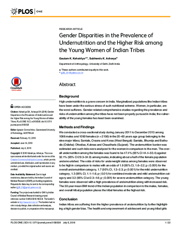 (PDF) Gender Disparities in the Prevalence of Undernutrition and the ...