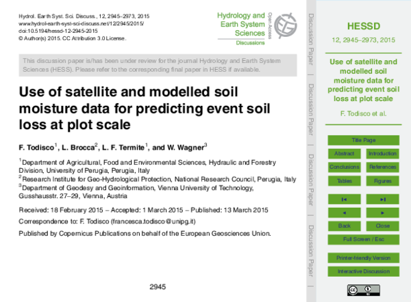 (PDF) Use of satellite and modelled soil moisture data for predicting ...