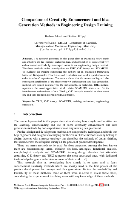 (PDF) Comparison of Creativity Enhancement and Idea Generation Methods ...