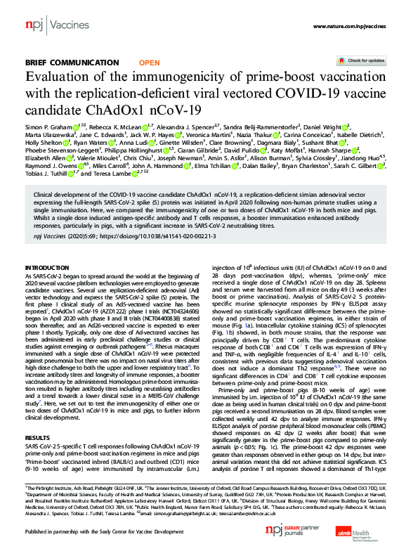 (PDF) Evaluation of the immunogenicity of prime-boost vaccination with ...