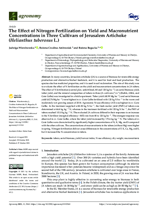 (PDF) The Effect of Nitrogen Fertilization on Yield and Macronutrient ...