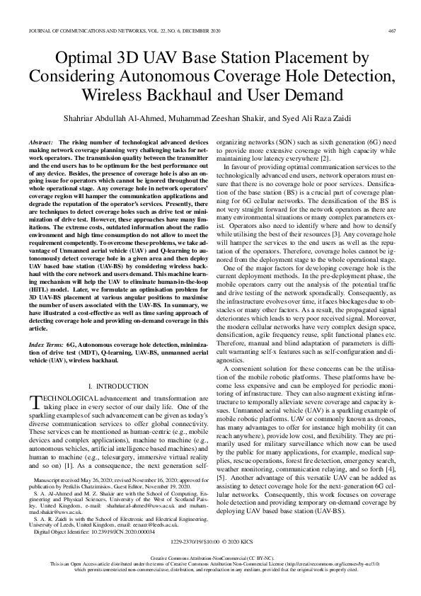 (PDF) Optimal 3D UAV base station placement by considering autonomous ...