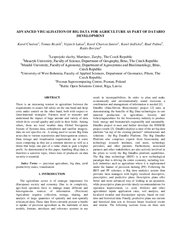 (PDF) Advanced Visualisation of Big Data for Agriculture as Part of ...