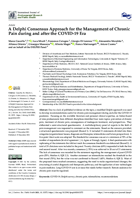 (PDF) A Delphi Consensus Approach for the Management of Chronic Pain ...