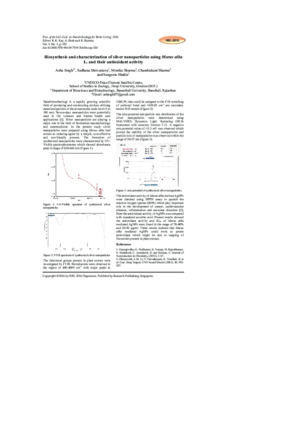 (PDF) Biosynthesis and characterization of silver nanoparticles using ...