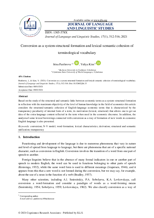 (PDF) Conversion as a system-structural formation and lexical-semantic ...