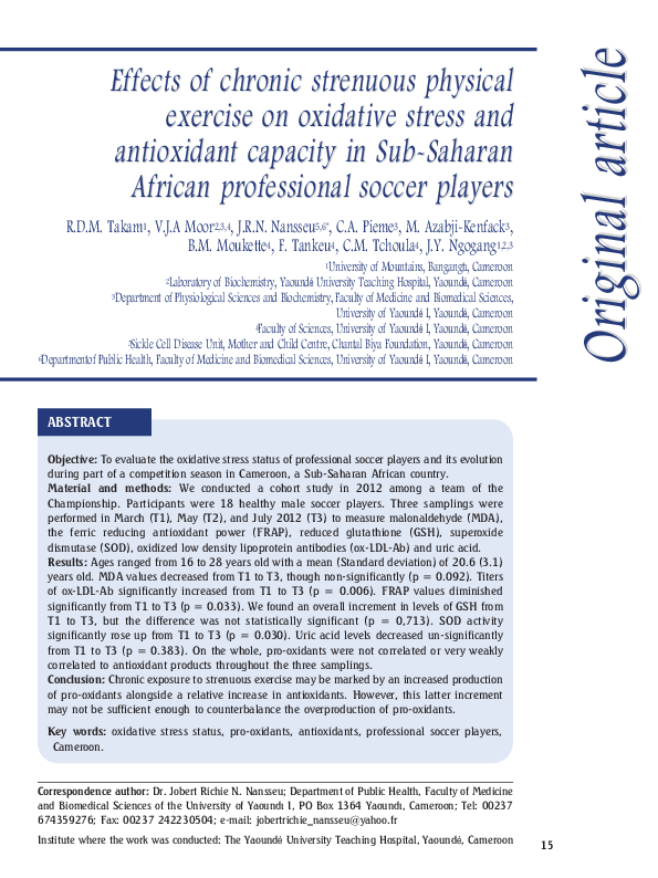 (PDF) Effects of chronic strenuous physical exercise on oxidative ...