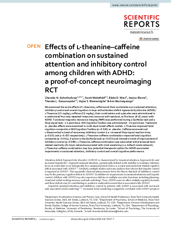 (PDF) Effects of l-theanine–caffeine combination on sustained attention ...
