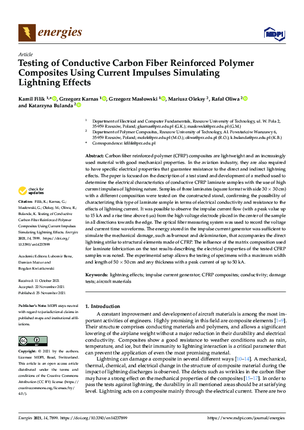 (PDF) Testing of Conductive Carbon Fiber Reinforced Polymer Composites ...