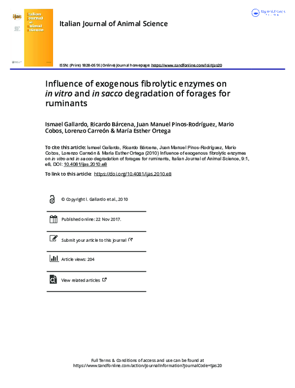(PDF) Influence of exogenous fibrolytic enzymes on in vitro and in ...