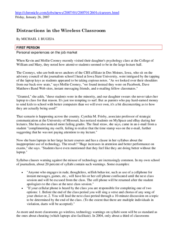 (PDF) Distractions in the Wireless Classroom
