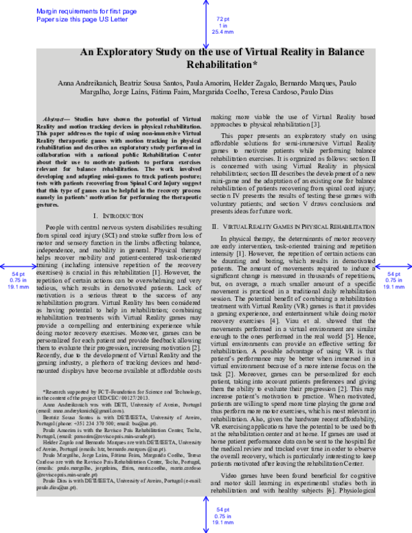 (PDF) An Exploratory Study on the use of Virtual Reality in Balance ...