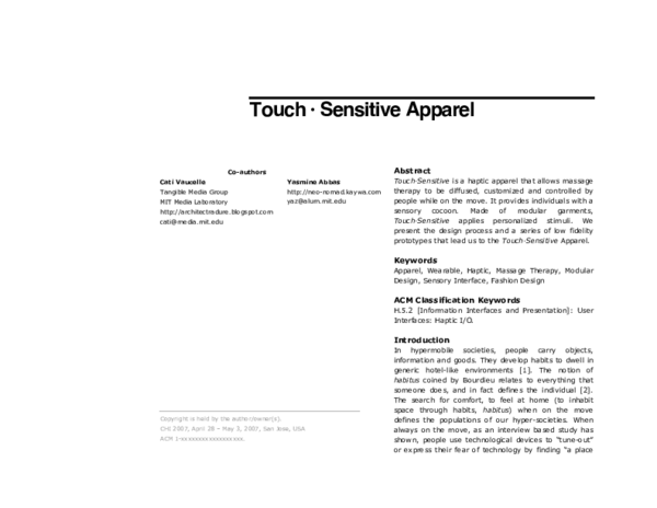 (PDF) Touch · Sensitive Apparel