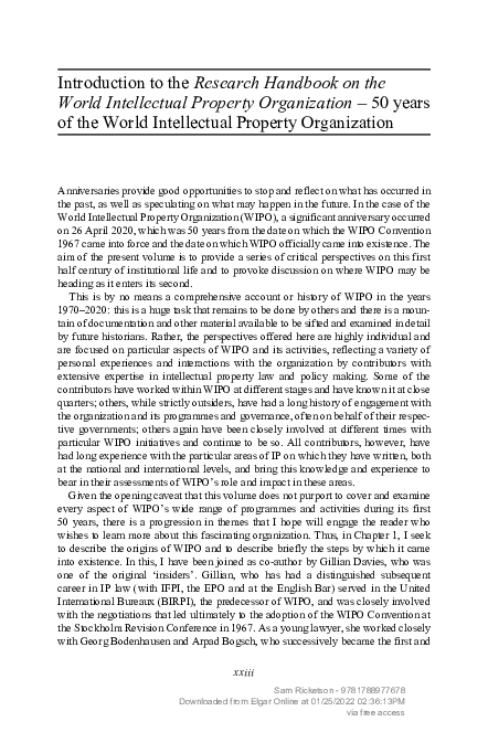 (PDF) Introduction to the Research Handbook on the World Intellectual ...