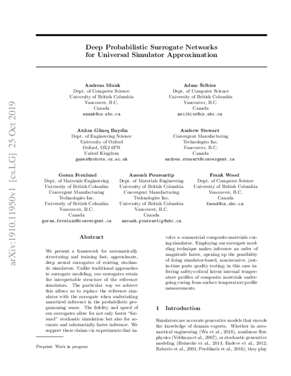 (PDF) Deep Probabilistic Surrogate Networks for Universal Simulator ...