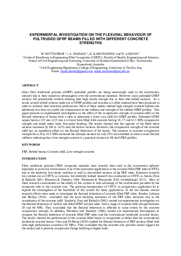 (PDF) Experimental investigation on the flexural behaviour of pultruded ...