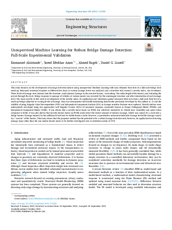(PDF) Unsupervised Machine Learning for Robust Bridge Damage Detection ...