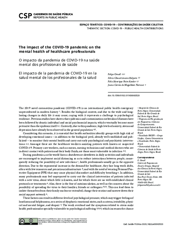 (PDF) The impact of the COVID-19 pandemic on the mental health of ...