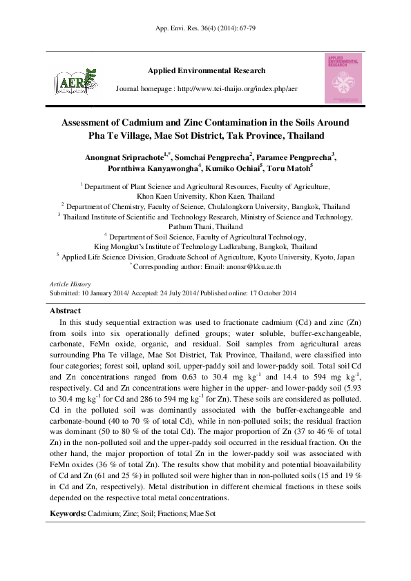 (PDF) Assessment of Cadmium and Zinc Contamination in the Soils Around ...