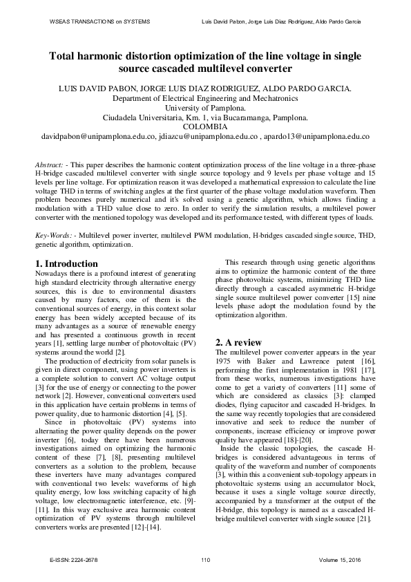 (PDF) Total harmonic distortion optimization of the line voltage in ...