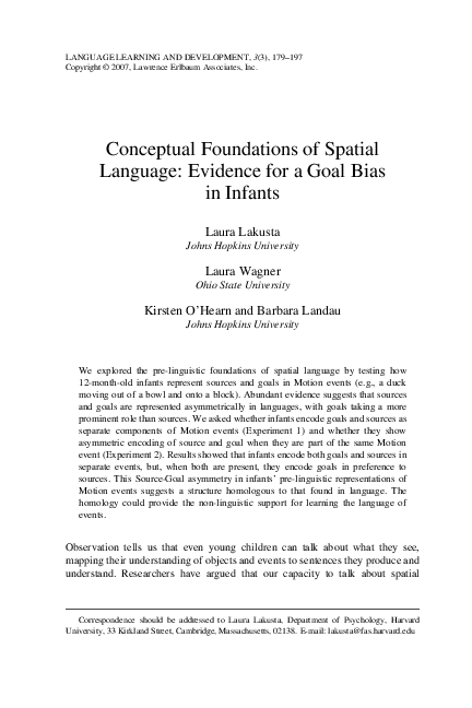 (PDF) Conceptual foundations of spatial language: Evidence for a goal ...