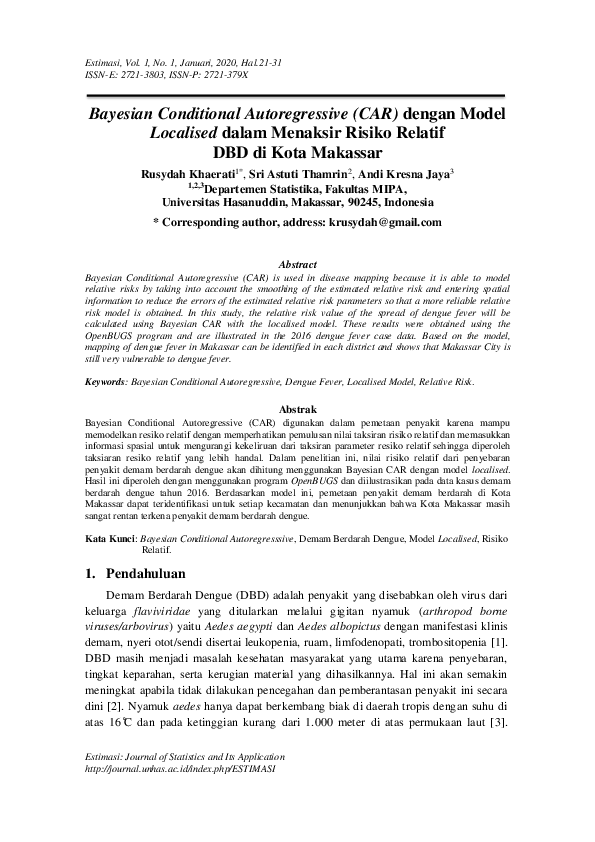 (PDF) Bayesian Conditional Autoregressive (CAR) dengan Model Localised ...