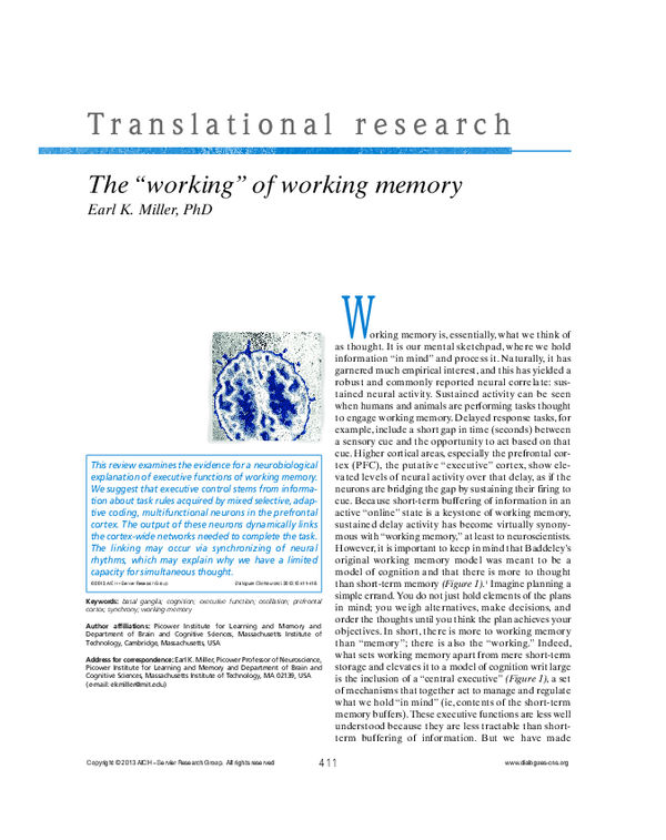 (PDF) The "working" of working memory