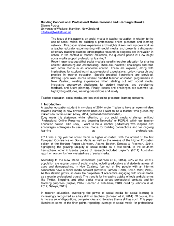 (PDF) Building Connections: Professional online presence and learning ...