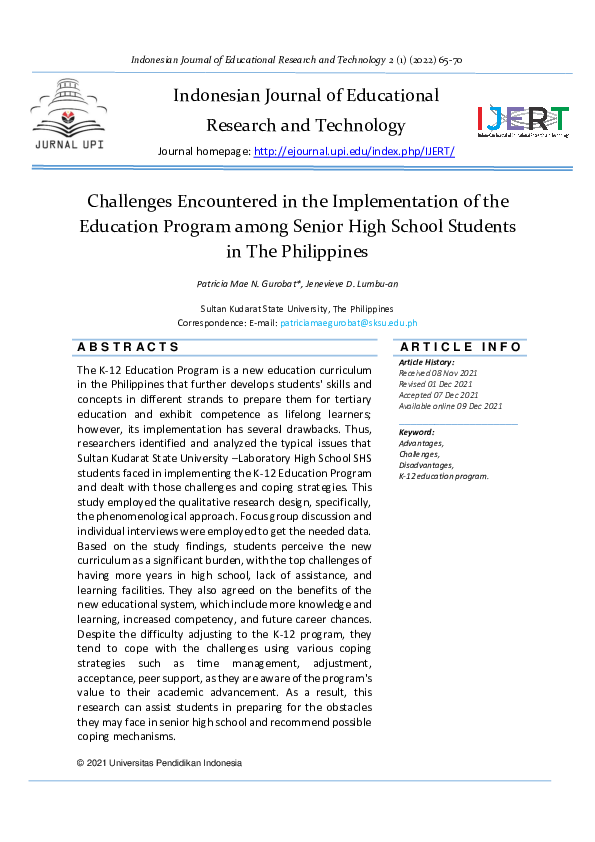 (PDF) Challenges Encountered in the Implementation of the Education ...