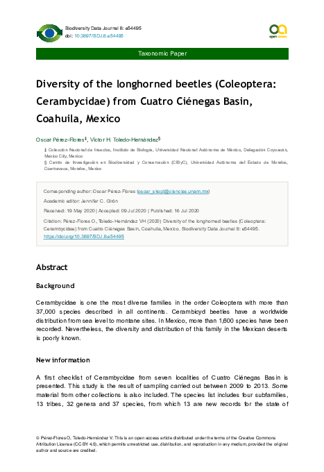 (PDF) Diversity of the longhorned beetles (Coleoptera: Cerambycidae ...