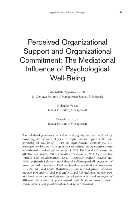 (PDF) Perceived Organizational Support and Organizational Commitment ...