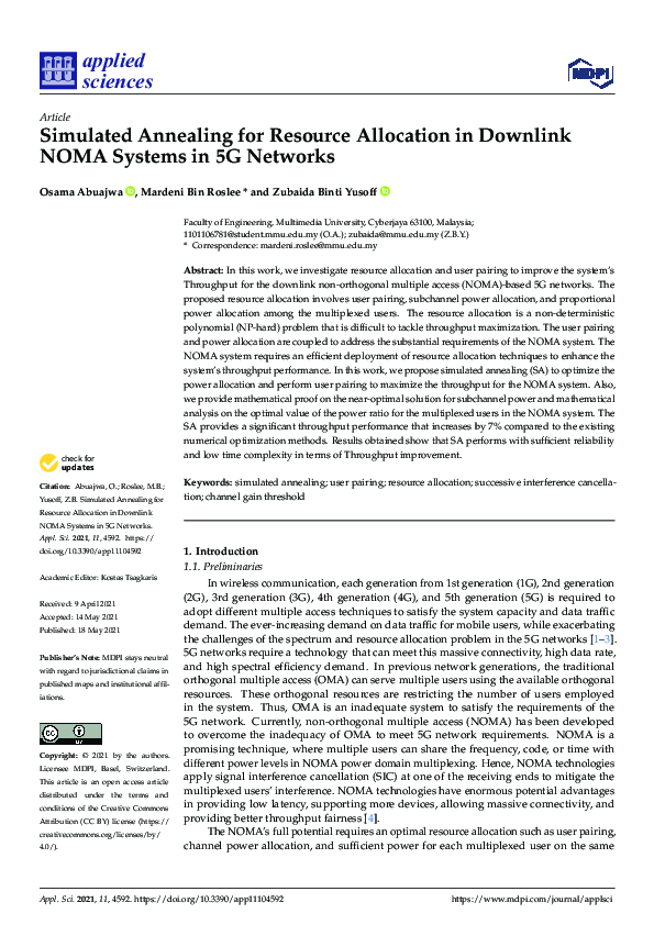 (PDF) Simulated Annealing for Resource Allocation in Downlink NOMA ...