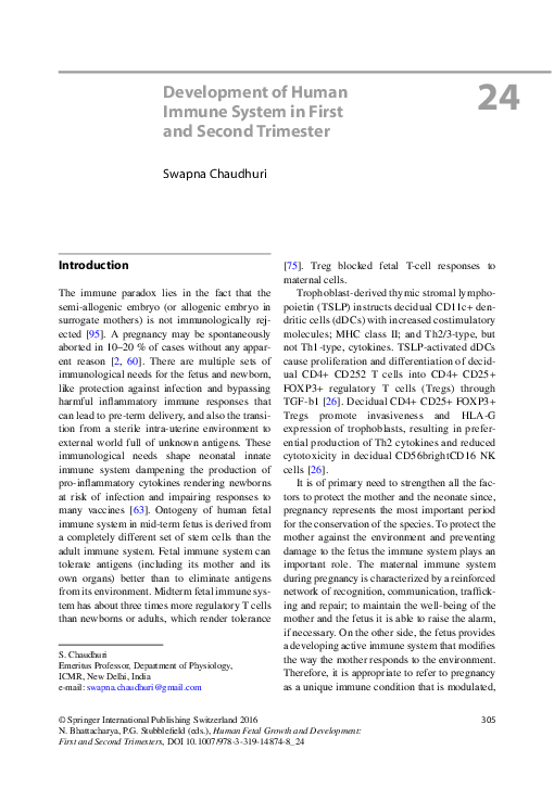 (PDF) Development of Human Immune System in First and Second Trimester