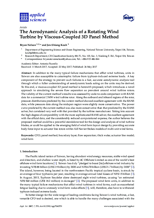 (PDF) The Aerodynamic Analysis of a Rotating Wind Turbine by Viscous ...