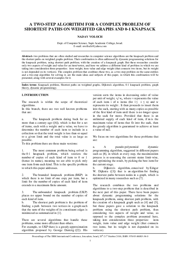 (PDF) A Two-Step Algorithm for a Complex Problem of Shortest Paths on ...