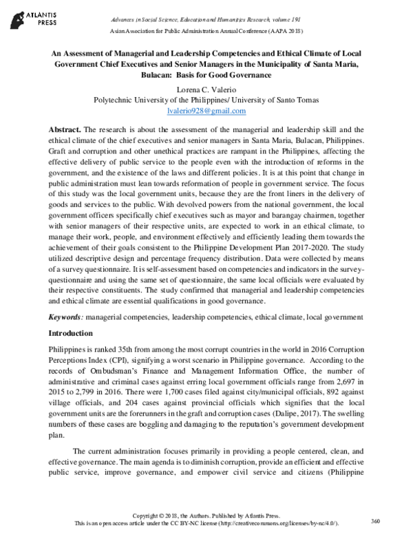 (PDF) An Assessment Of Managerial And Leadership Competencies And ...