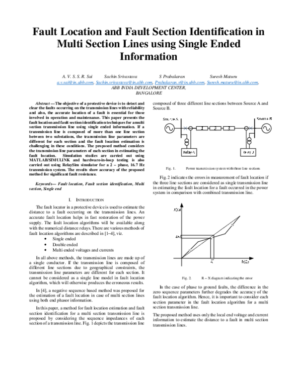 (PDF) Fault Location and Fault Section Identification in Multi Section ...